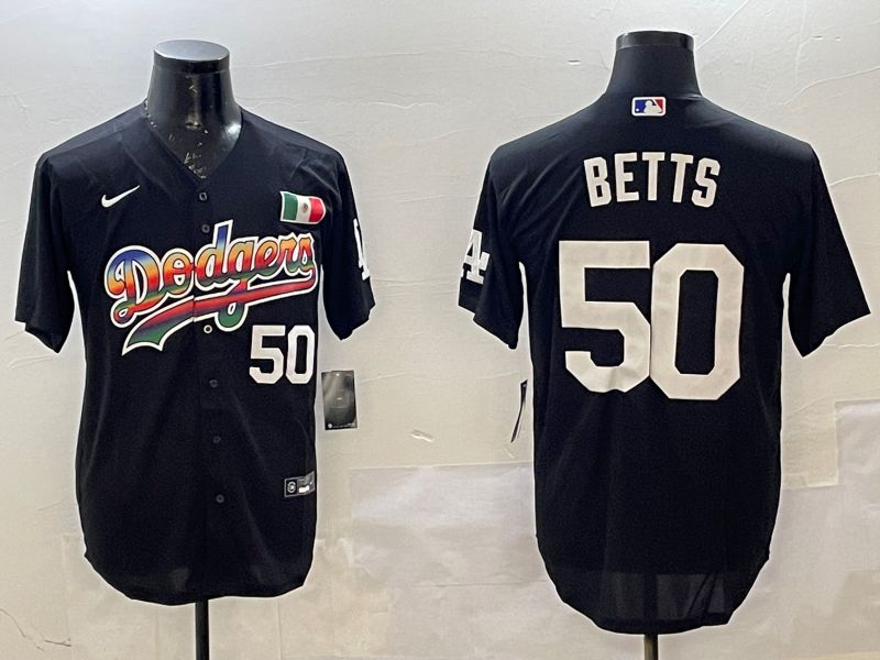 Men Los Angeles Dodgers 50 Betts Black Fashion 2025 Nike MLB Jersey style 3